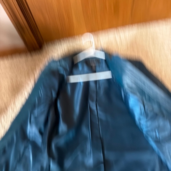 Alfani Teal Blue Leather Zip Jacket - Picture 9 of 9